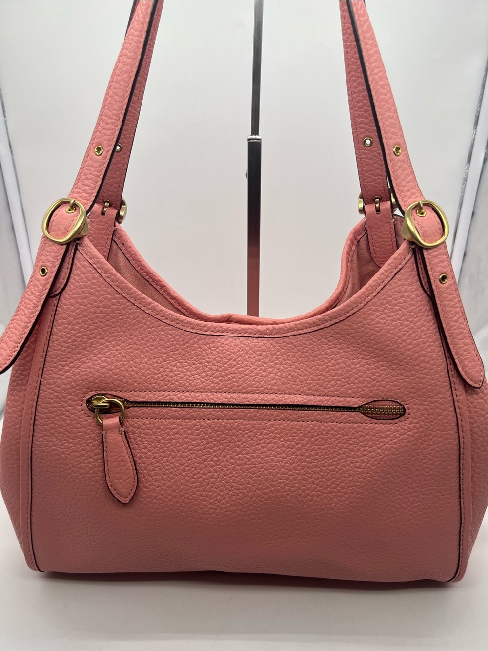 COACH C4824 Lori Candy Pink Rose Soft Pebbled Leather Shoulder Bag Hobo Tote - Picture 8 of 17